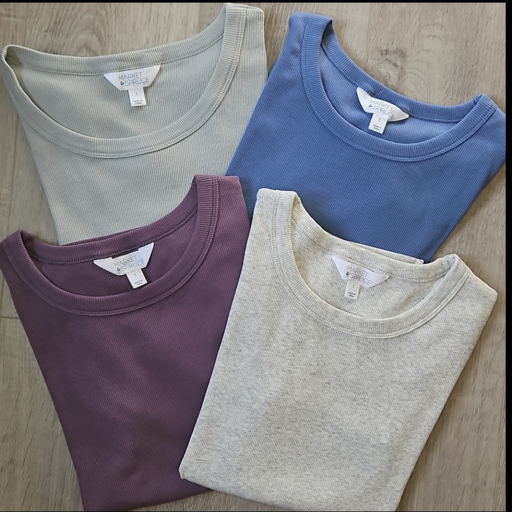 Pearl Cotton Ribbed Crewneck Tee In Purple - Picture 10 of 10